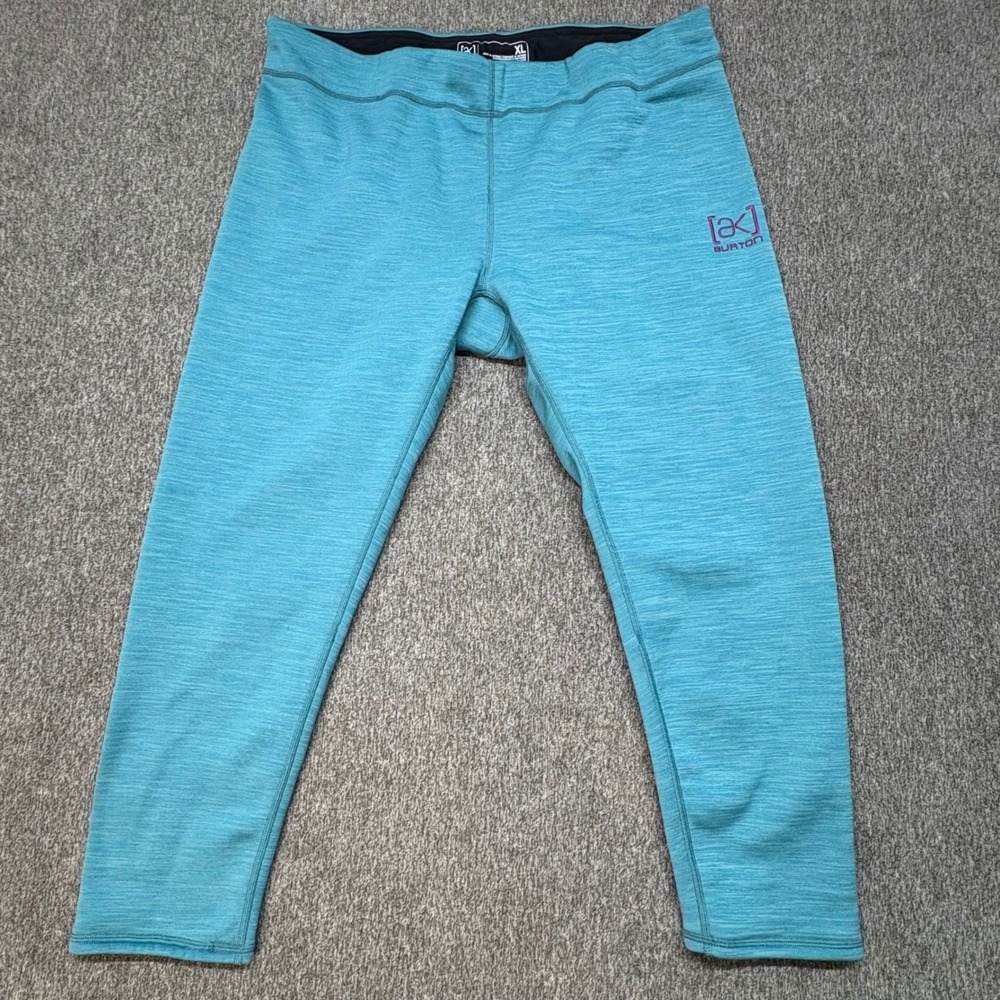 Burton AK Polartech Woman's XL Capri‎ Leggings Teal Blue Fleece Lined Ski